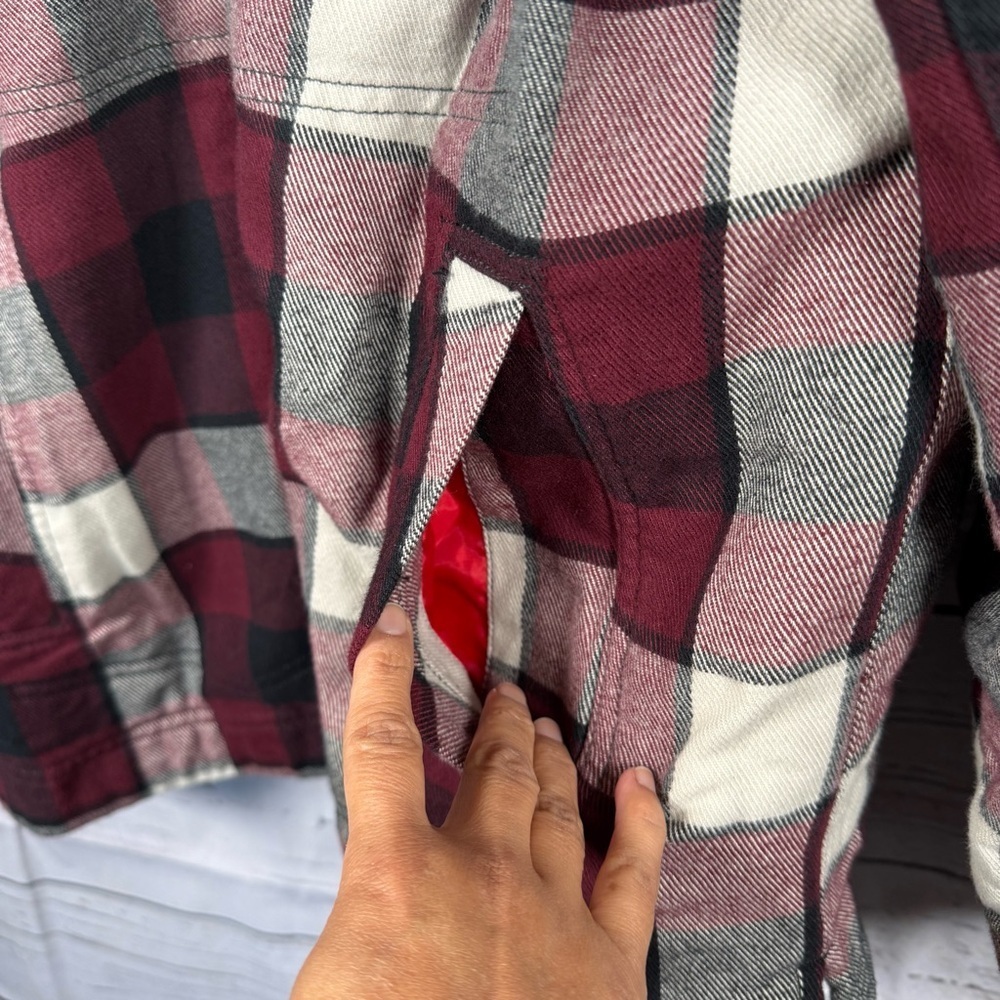 DIESEL Men’s Jacket Zip-Up Hoodie J Vasilevich Red Black Plaid Size S - Picture 4 of 9